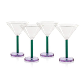 Martini Glass Set Vireo Clear/Teal/Lilac Glass 4PC