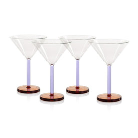 Martini Glass Set Vireo Clear/Lilac/Amber Glass 4PC