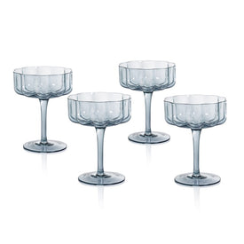 Glassware Set Reinhard Handblown Coupe Blue Glass