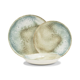 Dinnerware Set Sea and Sand 12PC Cream/Blue/Beige Porcelain