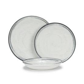 Dinnerware Set Water's Edge 12PC Off White/Navy Porcelain
