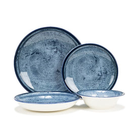 Dinnerware Set Stone 16PC Blue/Navy Porcelain