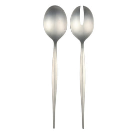 Salad Servers Natura 2PC Satin Stainless Steel Includes 1 Spoon and Fork