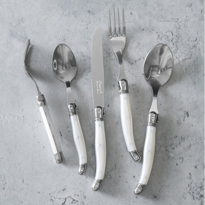 Flatware Set Connoisseur Laguiole Service for 4 20PC Pearl White Acrylic/Stainless Steel