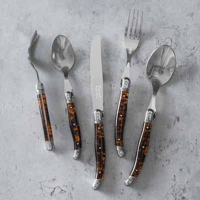 Flatware Set Connoisseur Laguiole Service for 4 20PC Tortoise Acrylic/Stainless Steel