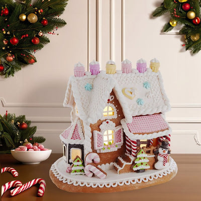 9" Gingerbread House with LED Lights - OPEN BOX