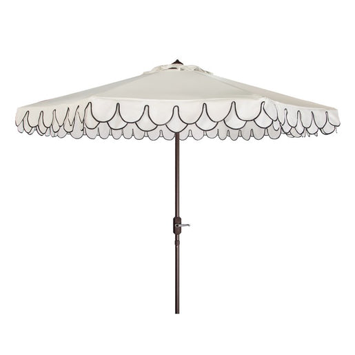 Elegant Valance 9 Ft Auto Tilt Umbrella - White/Black - OPEN BOX