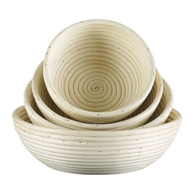 Round Brotforms Bread Rising Basket Set Assorted Sizes with Cotton Liners