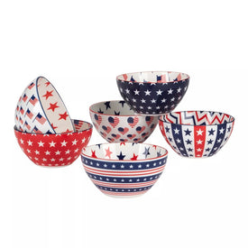 Bowl Set Silver Coast Patriotic 6PC 16 Ounce Multicolored