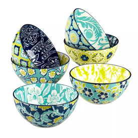 Bowl Set Tapestry All Purpose Bowl Assorted 6PC 13 Ounce Multicolored