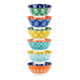 Bowl Set Carnival All Purpose Assorted 6PC 30 Ounce Multicolored