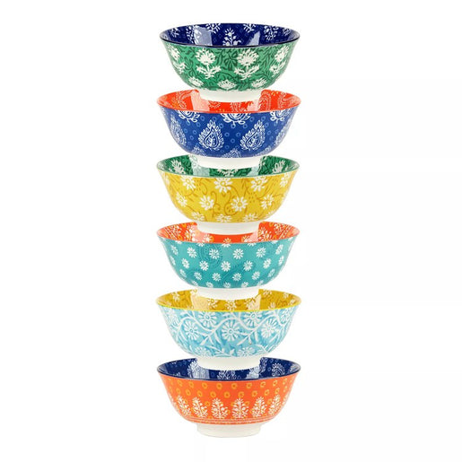 Bowl Set Carnival All Purpose Assorted 6PC 30 Ounce Multicolored