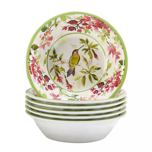 Bowl Set Hummingbirds All Purpose 6PC 22 Ounce Multicolored