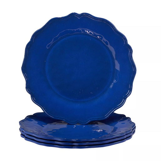 Dinner Plate Set Isabella Crackle 4PC 11 Inch Blue Melamine