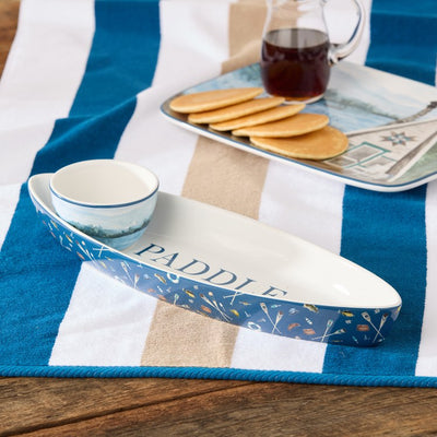 Chip and Dip Set Wake At The Lake 3-D Canoe 2PC Multicolored Ceramic