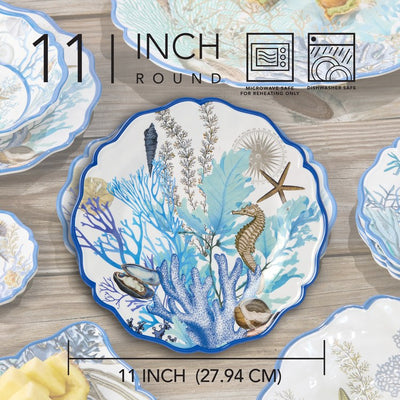 Dinner Plate Set Blue Lagoon 4PC 11 Inch Multicolored Melamine