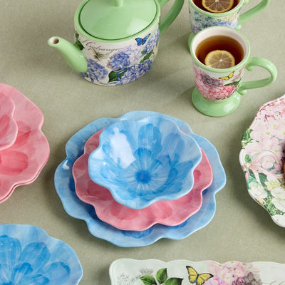 Bowl Set Wildflower Blue 3-D Floral All Purpose 4PC 22 Ounce Multicolored