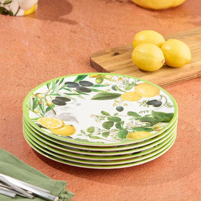 Dinner Plate Set Limone 6PC 11 Inch Multicolored Melamine