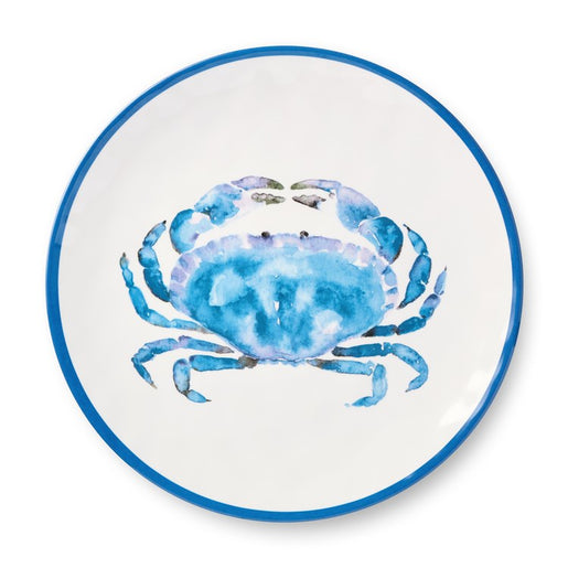 Dinner Plate Set Beach House Crab 6PC 11 Inch Blue/White Melamine
