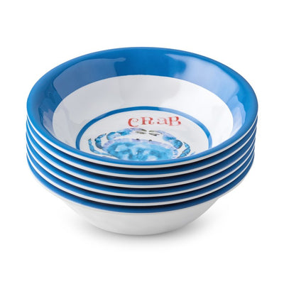 Bowl Set Beach House Crab All Purpose 6PC 22 Ounce Multicolored