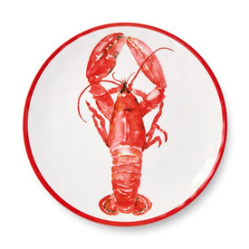 Dinner Plate Set Beach House Lobster 6PC 11 Inch Red/White Melamine