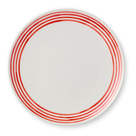 Dinner Plate Set Dockside 4PC 11 Inch Red/White Stoneware