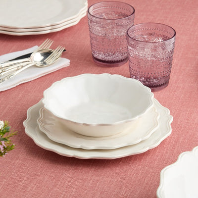 Dinner Plate Set Isabella Crackle 4PC 11 Inch Cream Melamine