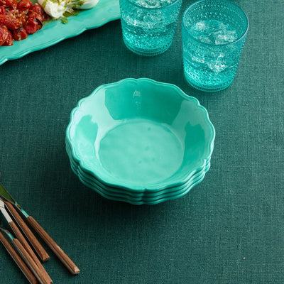 Bowl Set Isabella Teal Crackle All Purpose 4PC 28 Ounce Multicolored