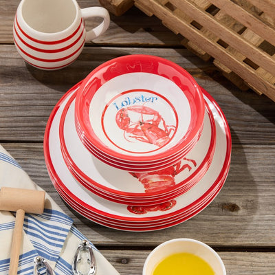 Dinnerware Set Beach House Lobster 12PC Multicolored Melamine