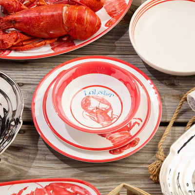 Dinnerware Set Beach House Lobster 12PC Multicolored Melamine