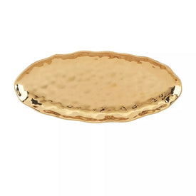 Platter Coast Fish Oval Gold Porcelain