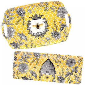 Platter Set French Bees 2 Piece Yellow/Gray Melamine