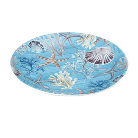 Platter Beyond the Shore Round Multicolored Earthenware