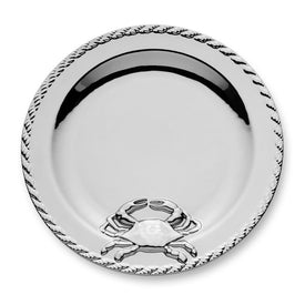 Platter Crab Round Silver Porcelain