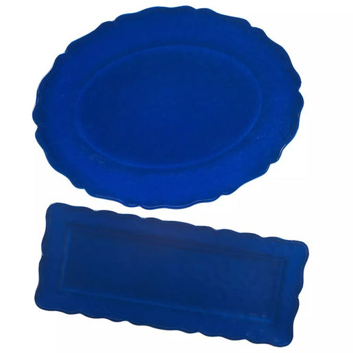 Platter Set Isabella Crackle 2 Piece Blue Melamine