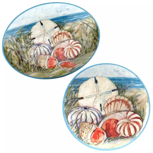 Platter Set Seacoast 2 Piece Multicolored Melamine
