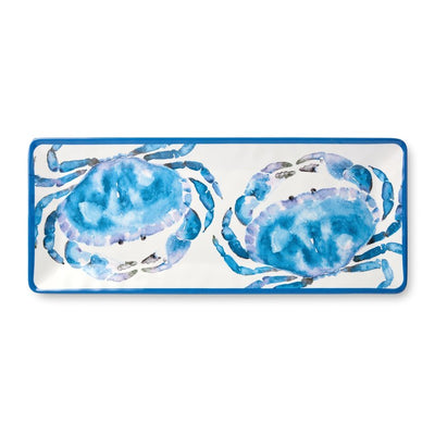 Platter Set Beach House Crab 2 Piece Blue/White/Red Melamine