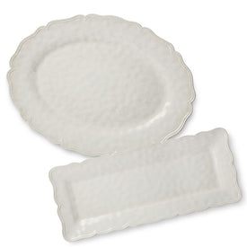 Platter Set Isabella Crackle 2 Piece Cream Melamine