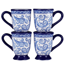 Mug Set Veranda 4 Piece 14 Ounce Blue/White