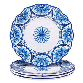 Salad Plate Set Veranda 4 Piece Blue/White Melamine