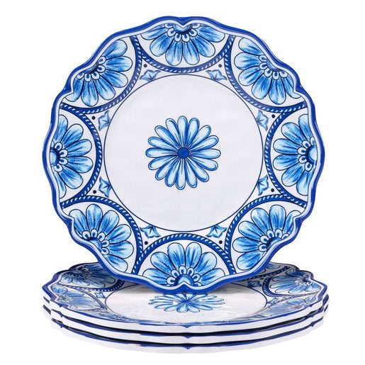 Salad Plate Set Veranda 4 Piece Blue/White Melamine