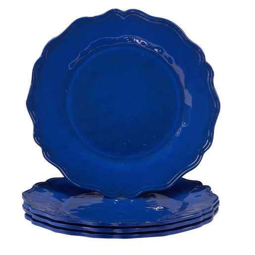 Salad Plate Set Isabella Crackle 4 Piece Blue Melamine