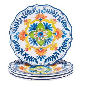Salad Plate Set Flores 4 Piece Multicolored Melamine