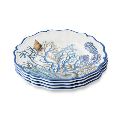 Salad Plate Set Lagoon 4 Piece Blue/White/Green Melamine