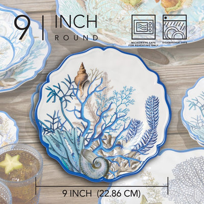 Salad Plate Set Lagoon 4 Piece Blue/White/Green Melamine