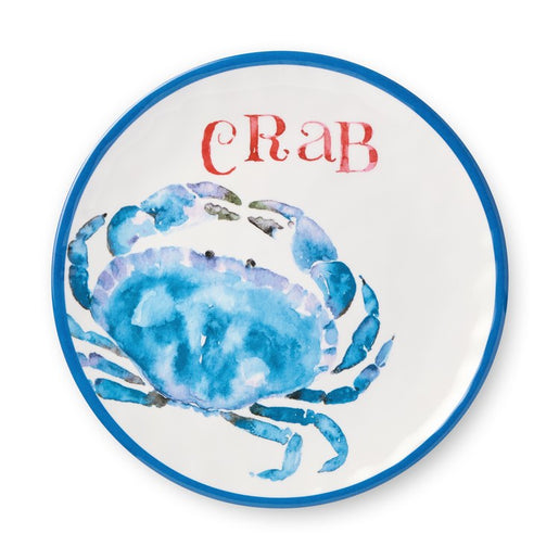 Salad Plate Set Beach House Crab 6 Piece Blue/White Melamine