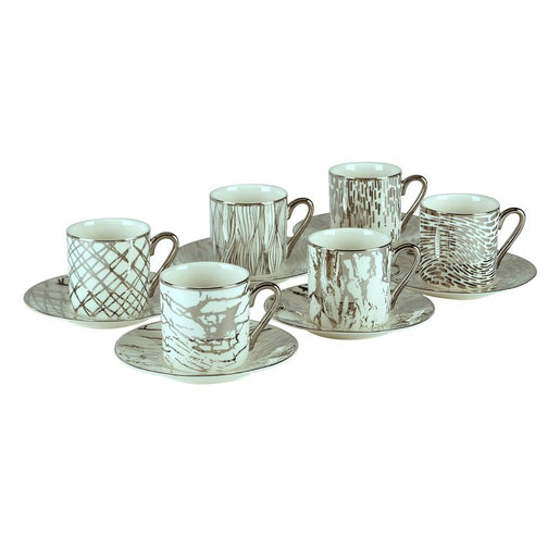 Espresso Cup Set Matrix Silver Porcelain