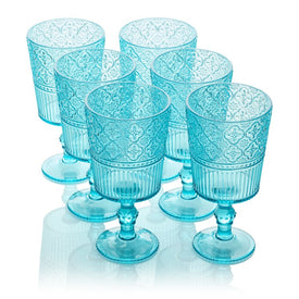 Glassware Set Victoria Goblet 14 Ounce Aqua Acrylic 6 Piece