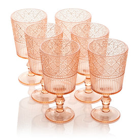 Glassware Set Victoria Goblet 14 Ounce Blush Acrylic 6 Piece