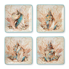 Dinner Plate Set Escape to the Sea 4 Piece Multicolored Ceramic